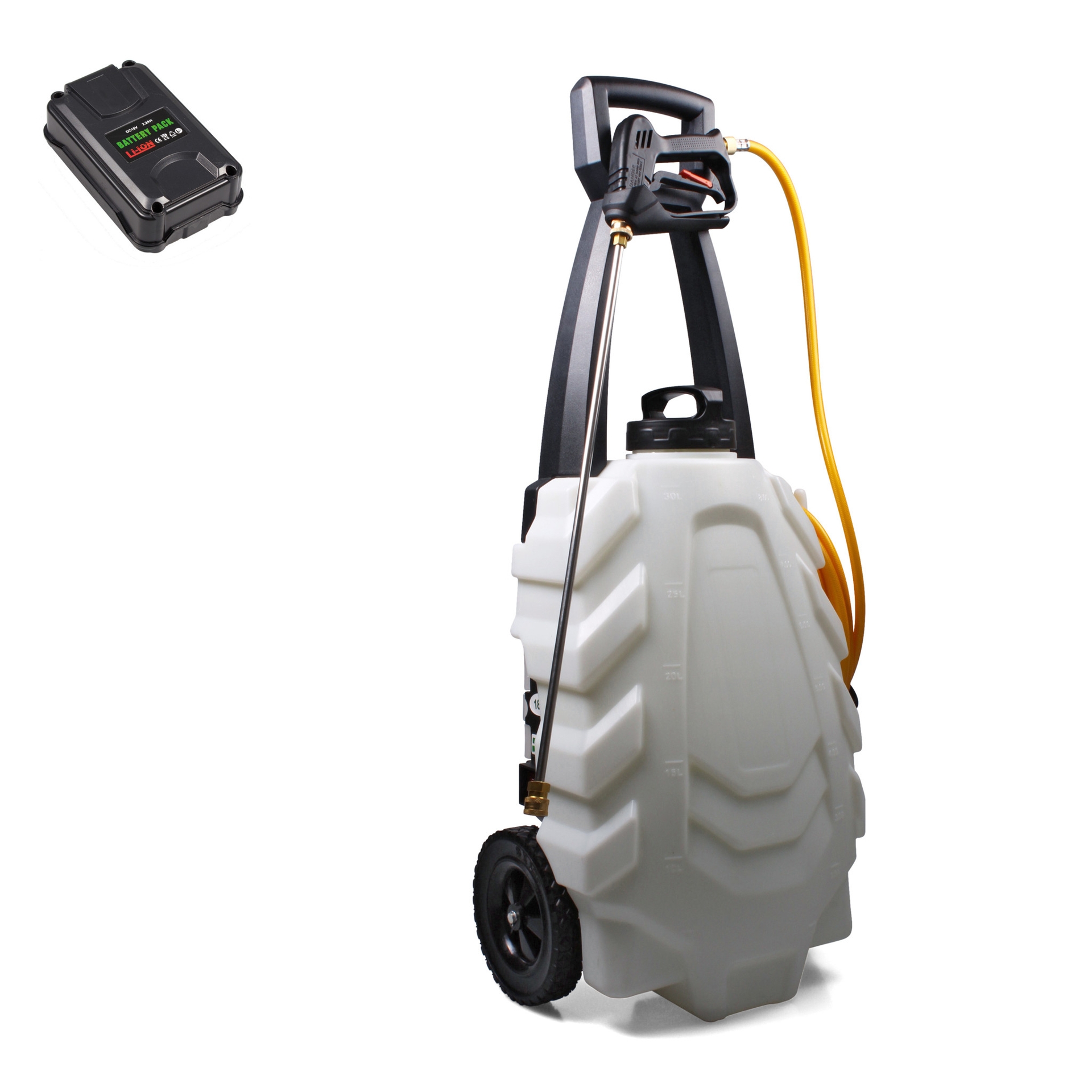 SAMOURAÏ Elektrischer Sprüher 30L mit 1 Akku auf Rollwagen