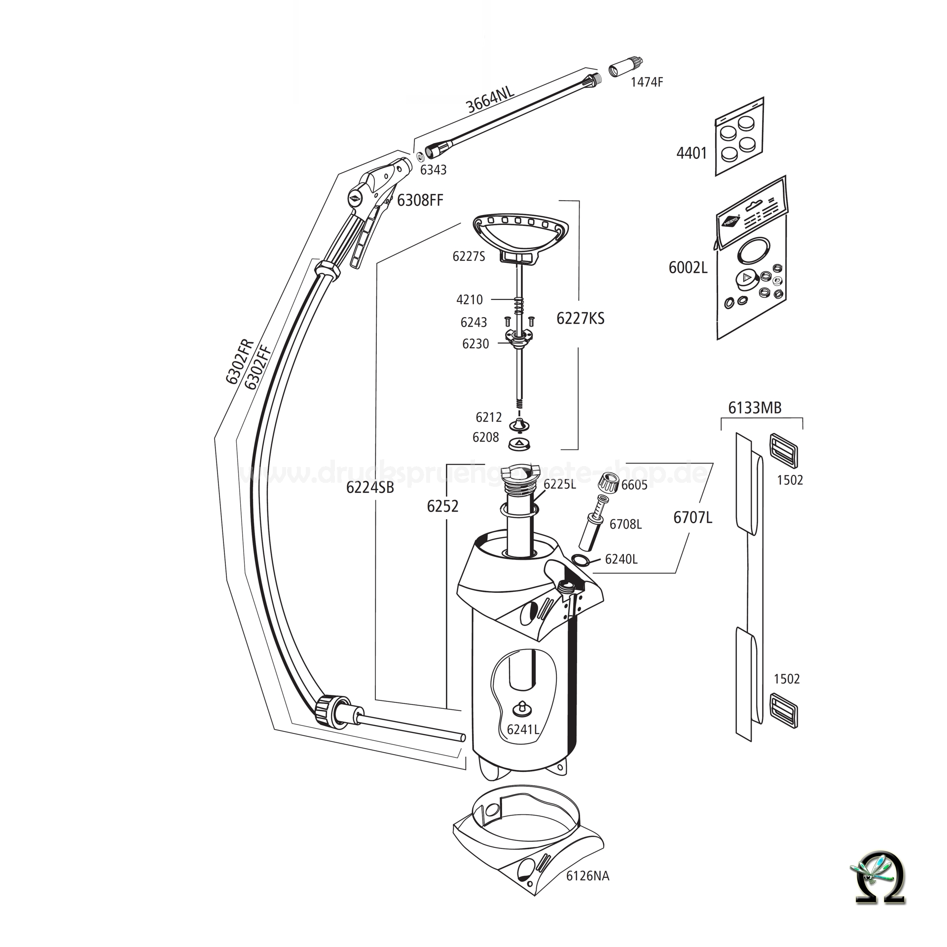 MESTO 3270FO FOAMER, Explosionszeichnung mit Ersatzteilnummern, MESTO Kolbenstange Stahl 6227S mit Spezialbeschichtung MESTO 3270FO FOAMER, Explosionszeichnung mit Ersatzteilnummern, MESTO Kolbenstange Stahl 6227S mit Spezialbeschichtung