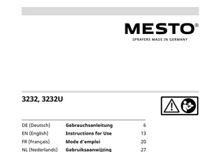 Die Bedienungsanleitung für das MESTO Drucksprühgerät 3232BP PICO Black Edition als PDF-Datei zum herunterladen und ausdrucken.