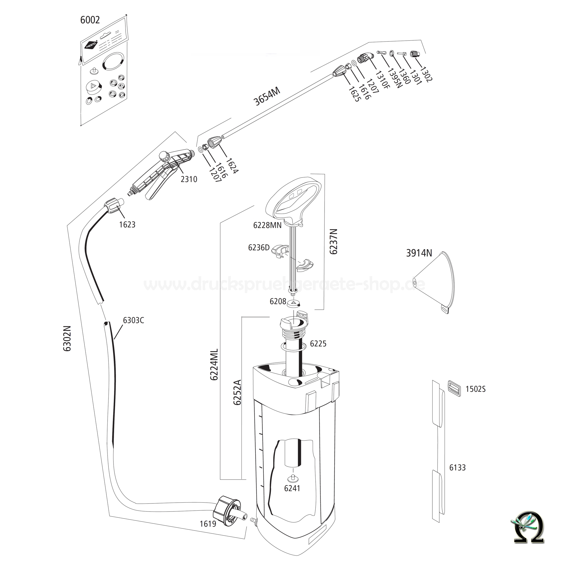 MESTO 3232U, Explosionszeichnung mit Ersatzteilnummern, MESTO Ventilscheibe 6241 mit Zapfen NBR MESTO 3232U, Explosionszeichnung mit Ersatzteilnummern, MESTO Ventilscheibe 6241 mit Zapfen NBR