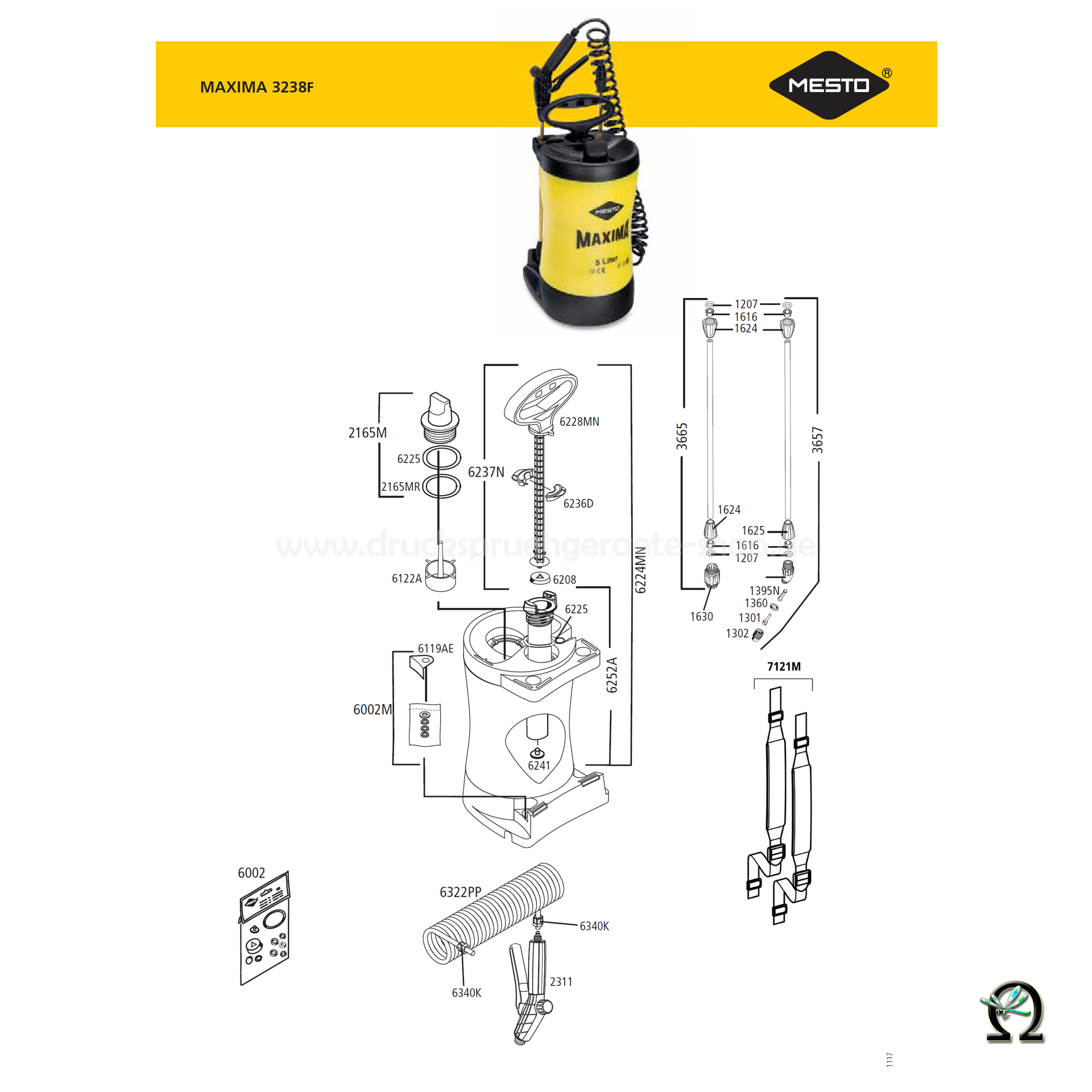 Mesto -3238F, zeichnung der Einzelteile